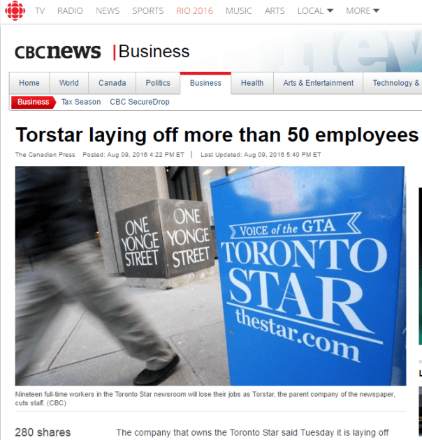 2016-08-10 03_49_01-Torstar laying off more than 50 employees - Business - CBC News